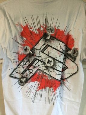 Private Property White Graphic Men’s T-Shirt with Red and Black Splash Design